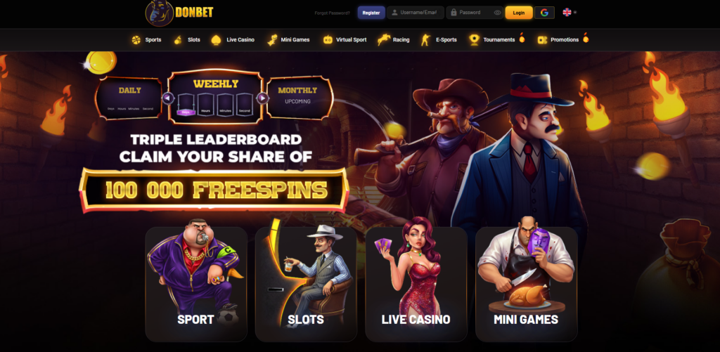 DonBet offshore casino and sportsbook homepage